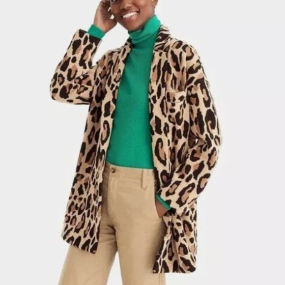 Demylee x J.Crew Leopard Sweater Blazer M - Picture 8 of 9